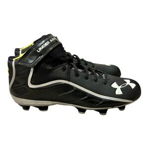 Under Armour Mens 12 Cleats Football Black Neon Green Ankle Lace Up Sports EUC